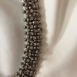 Cream Backless Scoop Rhinestone Dress